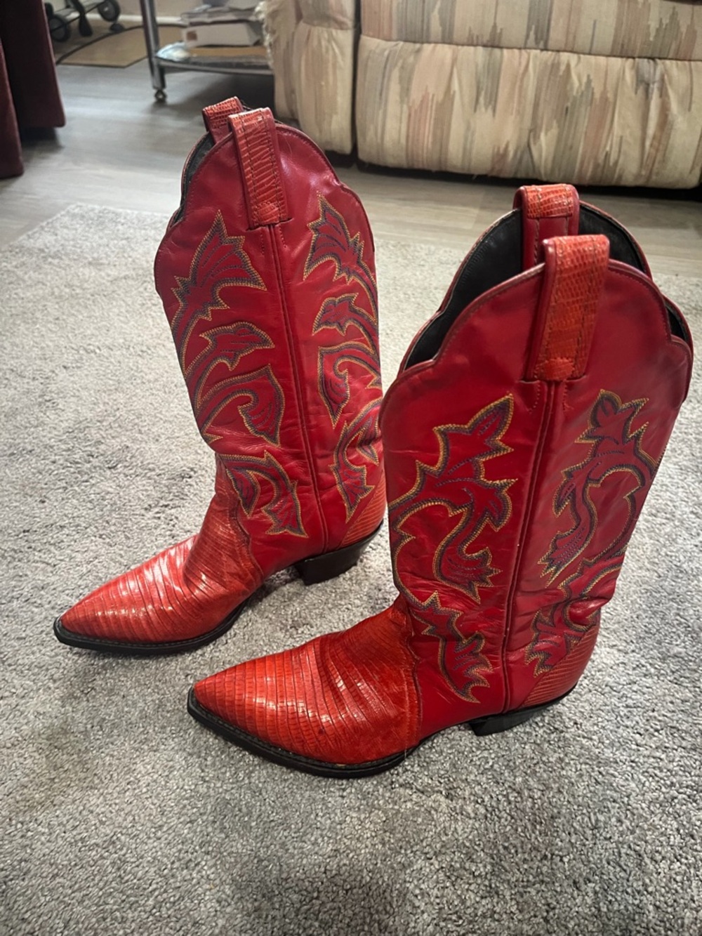 Tony Lama Red Vintage Western Cowboy Boots